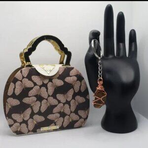 GREAT GIFT! Wrapped Gemstone Keychain & 'Paper' Purse Gift Box Set